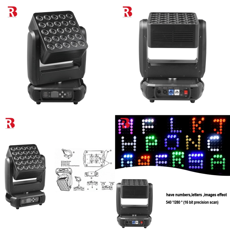 マトリックス 5x5 25pcs 10W Dmx512 動くヘッドライト DJステージパーティショーのためのRGBW