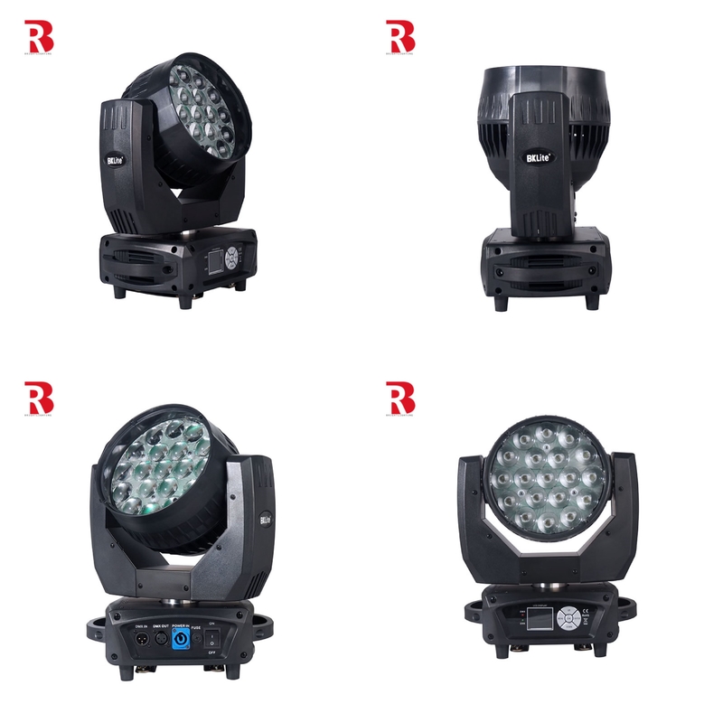 LED移動ヘッド 19*15 RGBW ビーアイステージ DMX512 DJライト ディスコバー用ZOOM